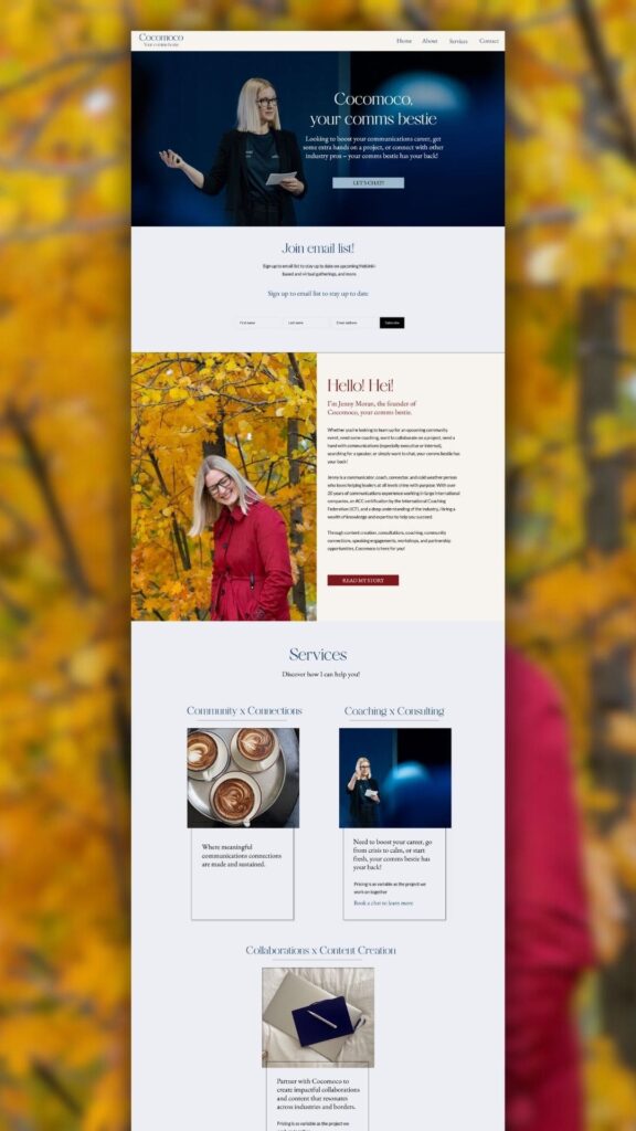 screensot of the cocomoco´s website homepage