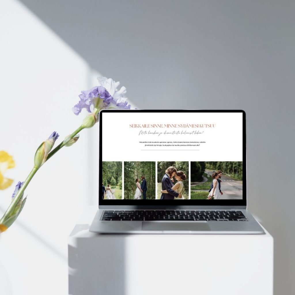 Stories by Susanna elopment photography site displaying on laptop screen part of the project showit website for wedding photographer