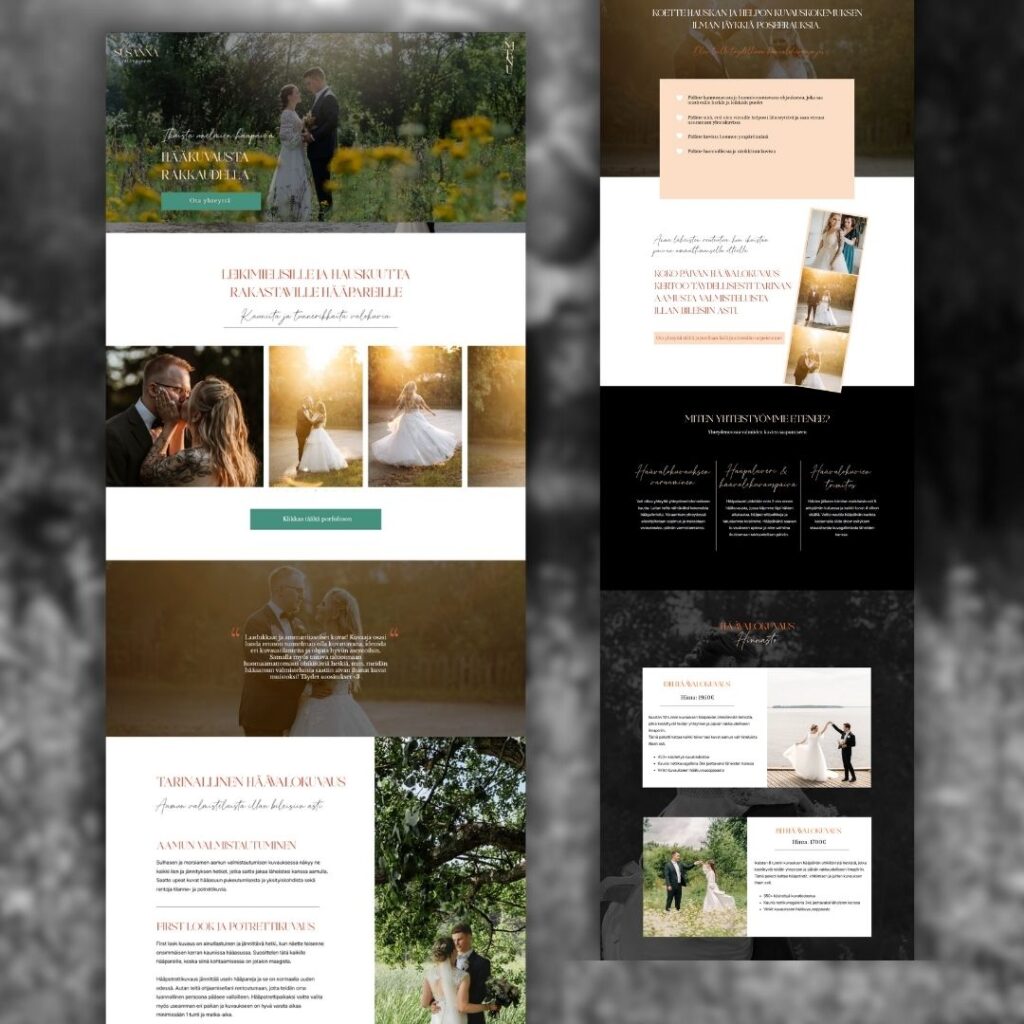 Stories by Susanna perinteinen hääkuvaus -sivusto kokonaisuudessaan ruutukaappauksena